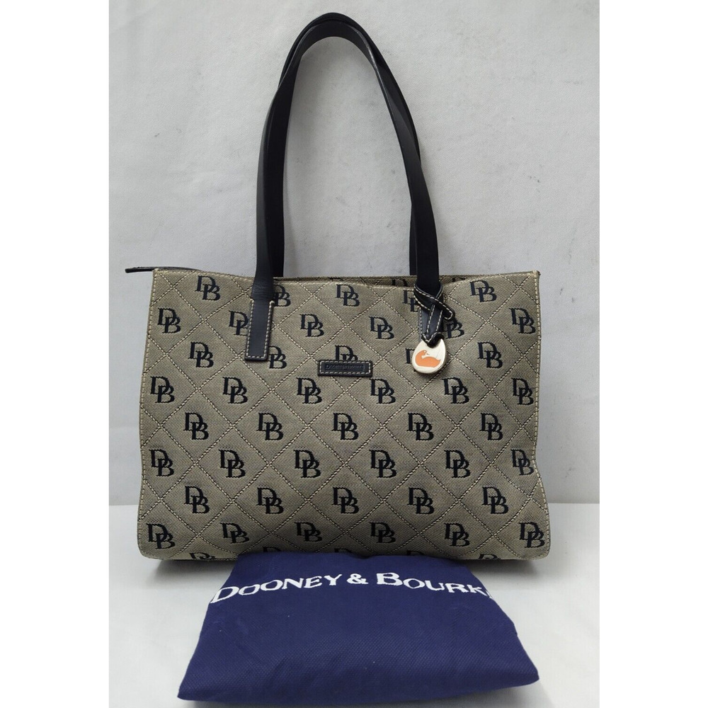 Dooney & Bourke Black Canvas Db Printed Double Ha… - image 1